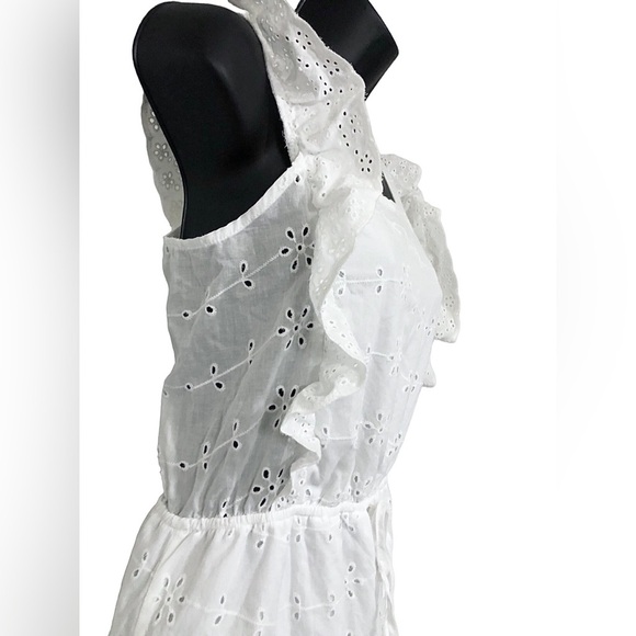 White eyelet lace tiered ruffle front tiered prairie style dress size medium new - Picture 11 of 15